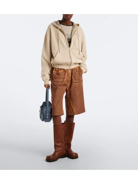 Hanorac cu glugă Acne Studios din jerseu bej