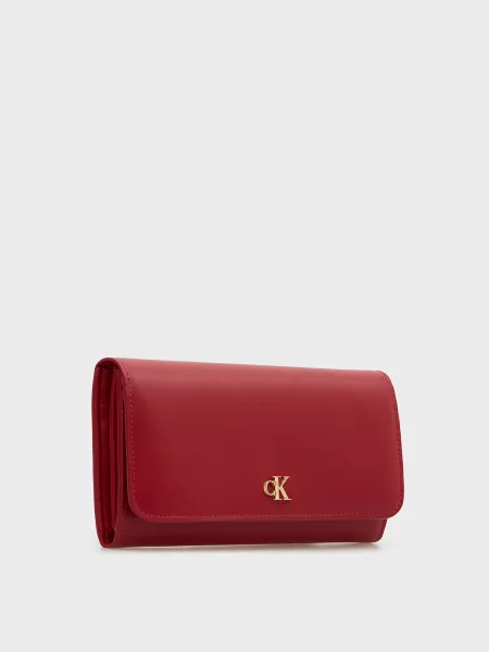 Шкіряний довгий гаманець Calvin Klein червоний