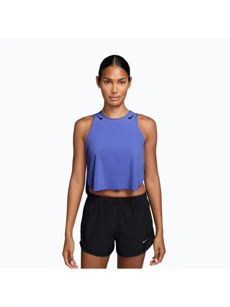 Tricou de alergare pentru femei Nike AeroSwift Dri-Fit ADV Cropped Tank Top off sapphire/black negru