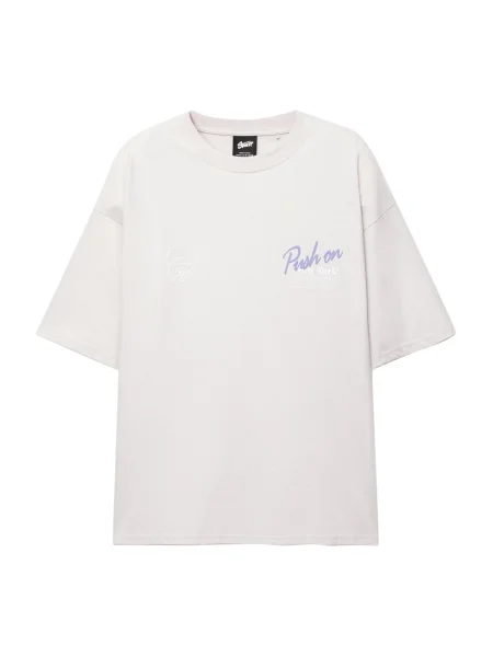 Pull&Bear Tricou STWD STREET SCHOOL gri deschis / lila alb