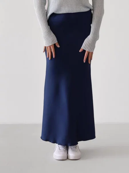 Атласная юбка миди Lilove синяя
