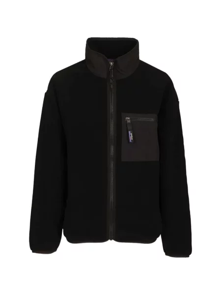 Geacă Patagonia din fleece cu autograf negru