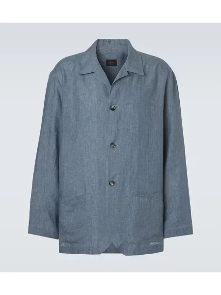 Cămașă de in Brioni de in albastru