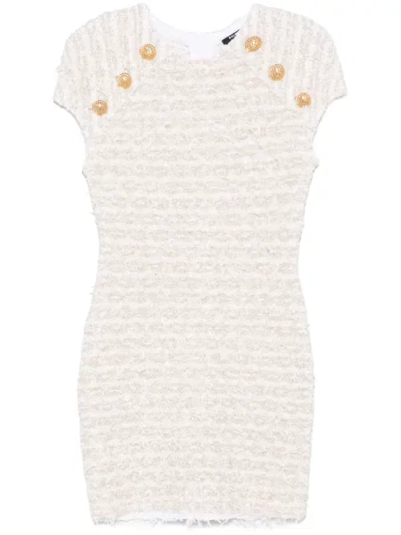 Rochie mini Balmain din tweed de costum alb