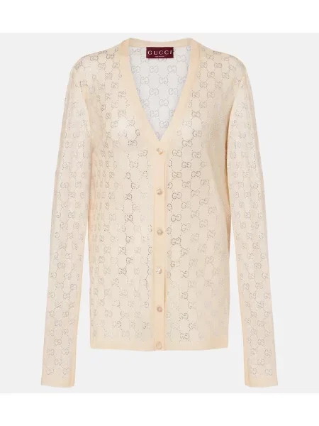 Cardigan Gucci de mătase bej