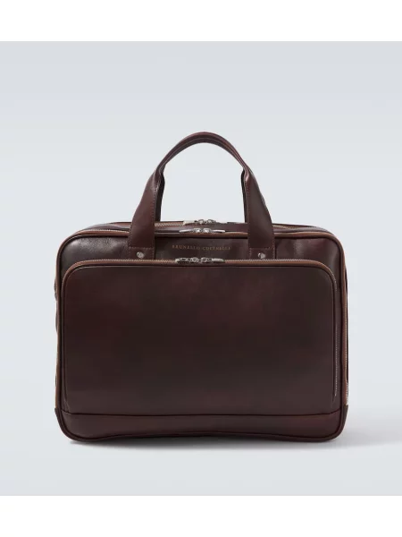 Usnjena torba Brunello Cucinelli bordo