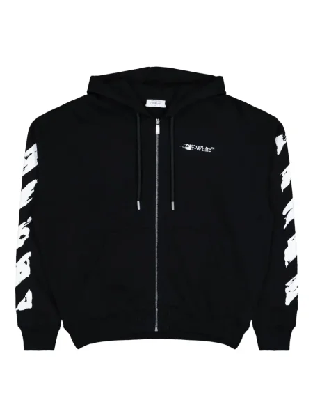 Hanorac cu glugă Off-white cu imagine alb