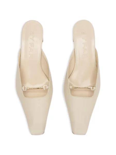 Papuci tip mules By Far din piele alb