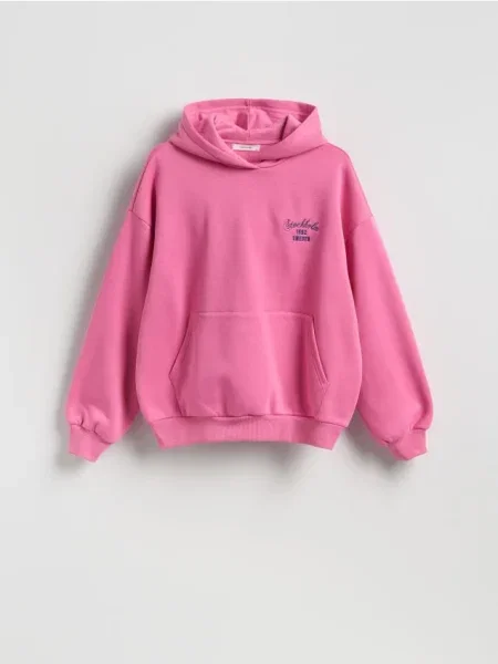 Reserved Худі з вишитим написом рожевий