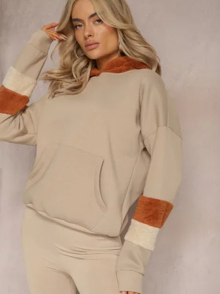 Bluza z Kapturem i Wstawkami z Polaru Qilin beżowa