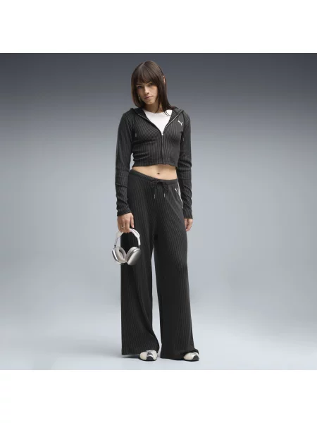 PUMA spodnie Essentials Wide Leg o luÅºnym kroju Akcesoria S czarny