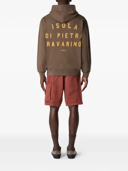 Grafic hanorac cu glugă Stone Island cu imagine maro