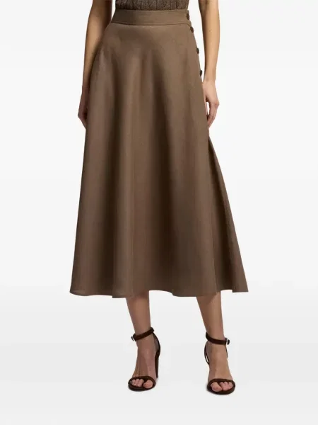 Fustă midi Ralph Lauren Collection maro