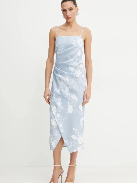 Marella rochie RADIX midi mulata albastru