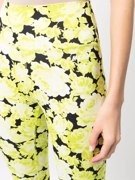 Leggings Msgm cu model floral galben