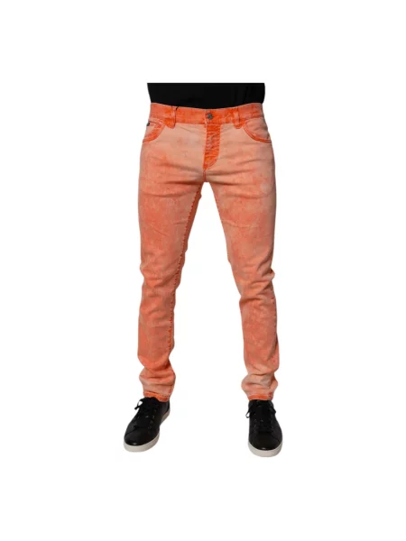 Skinny jeansy skinny Dolce And Gabbana pomarańczowe