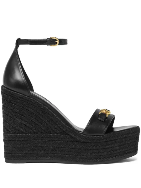 Sandale Versace din piele cu pană negru