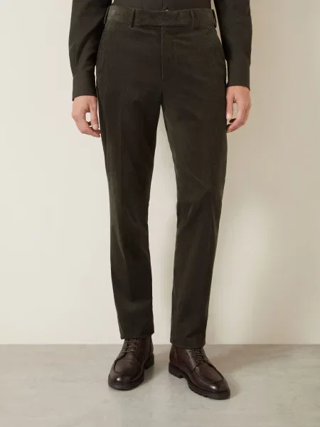 Zegna Kordové Kalhoty Regular Fit tmavě zelená