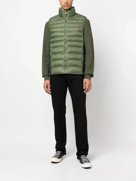 Siuvinėta polo marškinėliai Polo Ralph Lauren v formos iškirpte dygsniuotas žalia