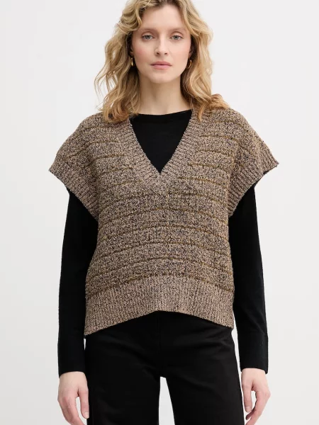 Sisley pulover z bombažem rjava