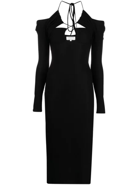 Rochie Lama Jouni cu decolteu în V cu legături de costum negru