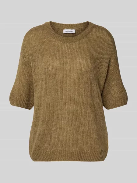 Sweter o luźnym kroju z dzianiny z dodatkiem wełny More & More khaki