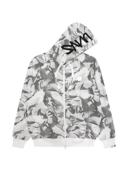 Maskáčová mikina s kapucí Aape By *a Bathing Ape® s potiskem bílá
