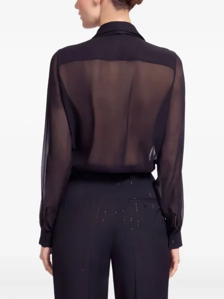 Cămașă Elie Saab de mătase cu dungi negru