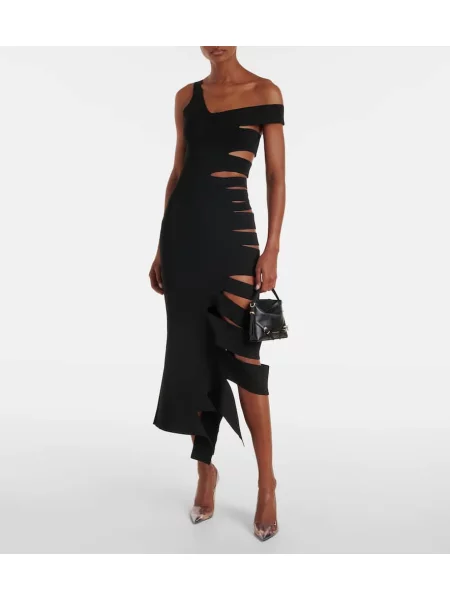 Rochie midi Mugler până la genunchi de costum negru