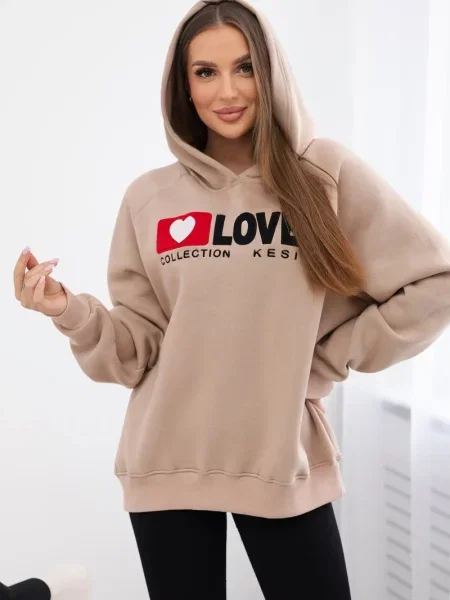 Bluza z kapturem Kesi z kapturem beżowa