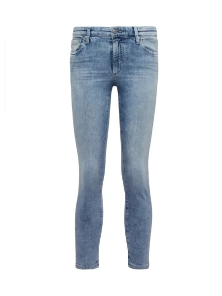 Skinny jeansy skinny Ag Jeans o krotszym kroju niebieskie