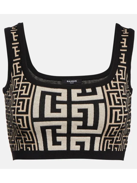 Cropp top Balmain din jacard negru