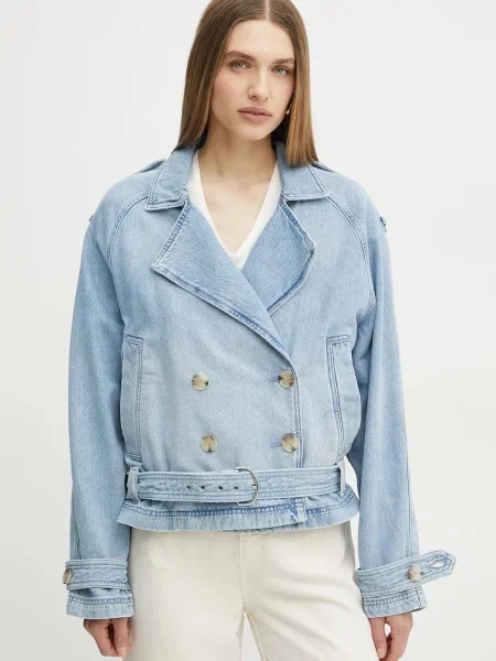 BOSS Orange geaca jeans de tranzitie albastru