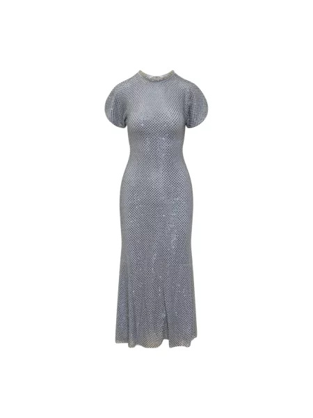 Długa sukienka maxi Self-portrait z cyrkoniami niebieska