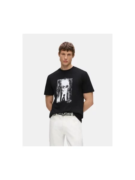 KARL LAGERFELD JEANS Tricou gri închis alb negru