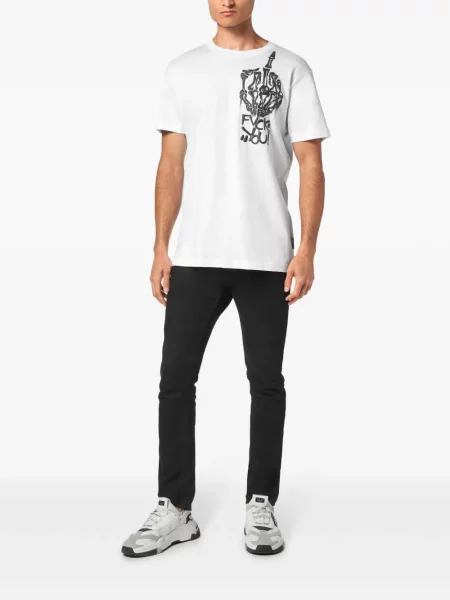 Raštuotas marškinėliai Philipp Plein balta