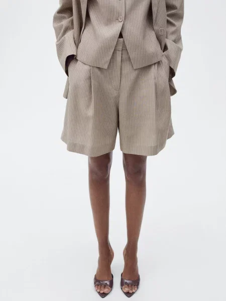 Шорти MANGO світло-коричневий ліоцелл коричневі