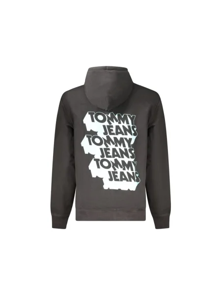 Tommy Jeans melegítőfelső nyomott mintás kapucnis fekete