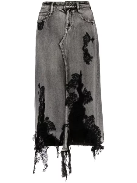 Długa spódnica jeansowa Jnby koronkowa czarna