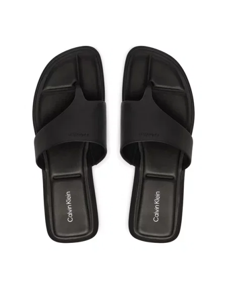 Calvin Klein Джапанки Leather Toe Post Sandals черен