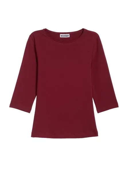 WEEKDAY Tricou Enora bordeaux roșu