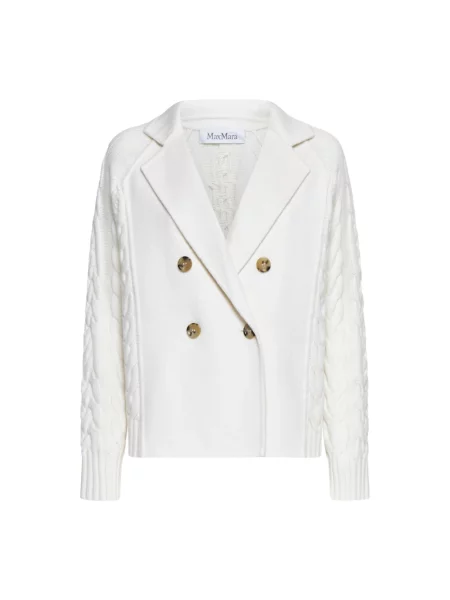 Kardigan Max Mara wełniany dwurzędowy biały