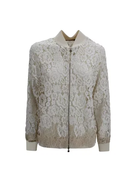 Kurtka bomber D.exterior koronkowy biały