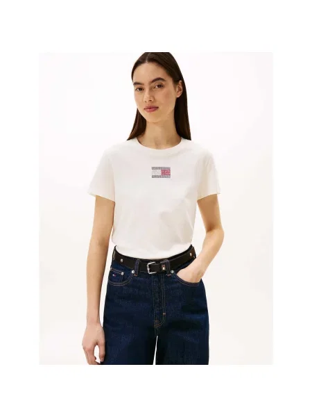 Tommy Jeans T-shirt Party Flag Écru bijela