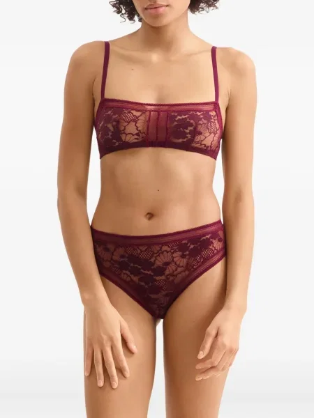 Chiloți tanga Eres cu model floral din dantelă violet