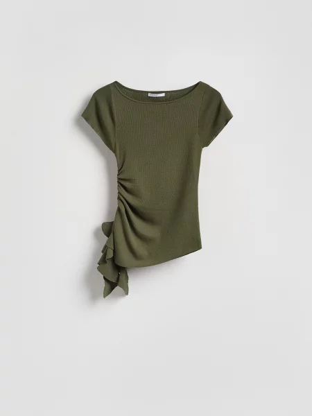 Reserved Блузка асиметрична коричневувато-зелений зелена