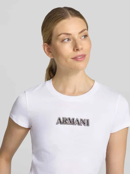 T-shirt o kroju slim fit z bawełny Armani Exchange biała