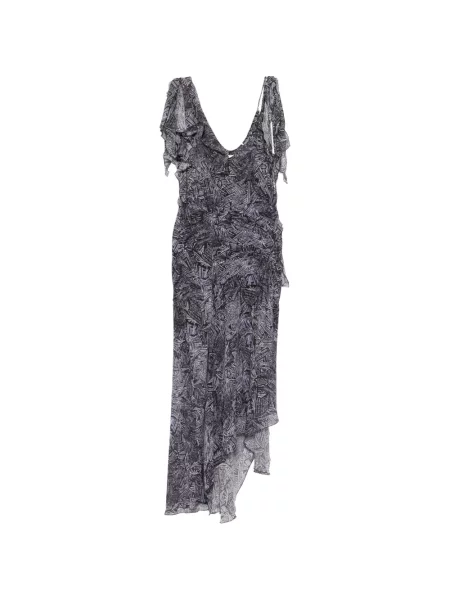 Sukienka Isabel Marant z falbankami asymetryczna niebieska