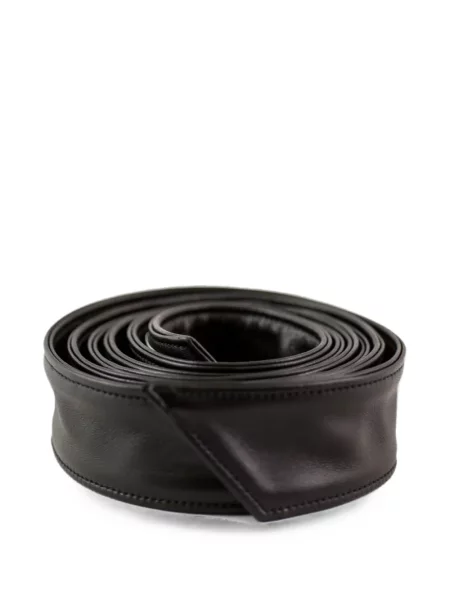 Cu centură curea La Rose din piele negru