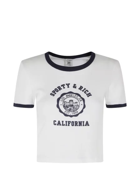 Tricou Sporty & Rich cu imagine alb